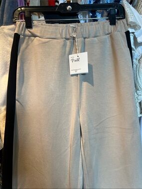 P. Cill Beige Jogger Pants with Black Side Stripe